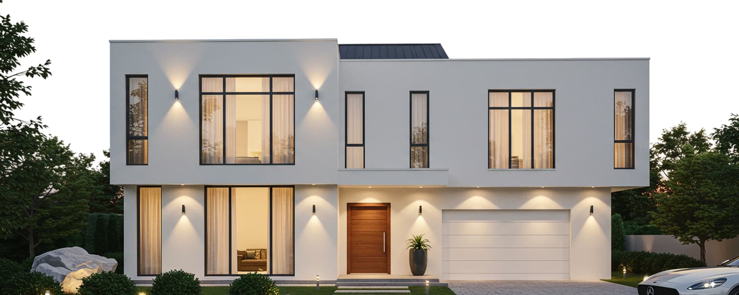 Modern white luxury house exterior